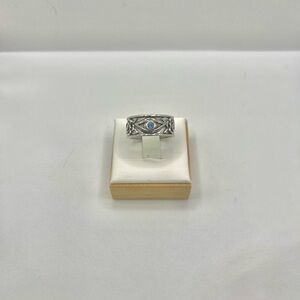 Evil Eye Blue Cz Silver Ring - size 8